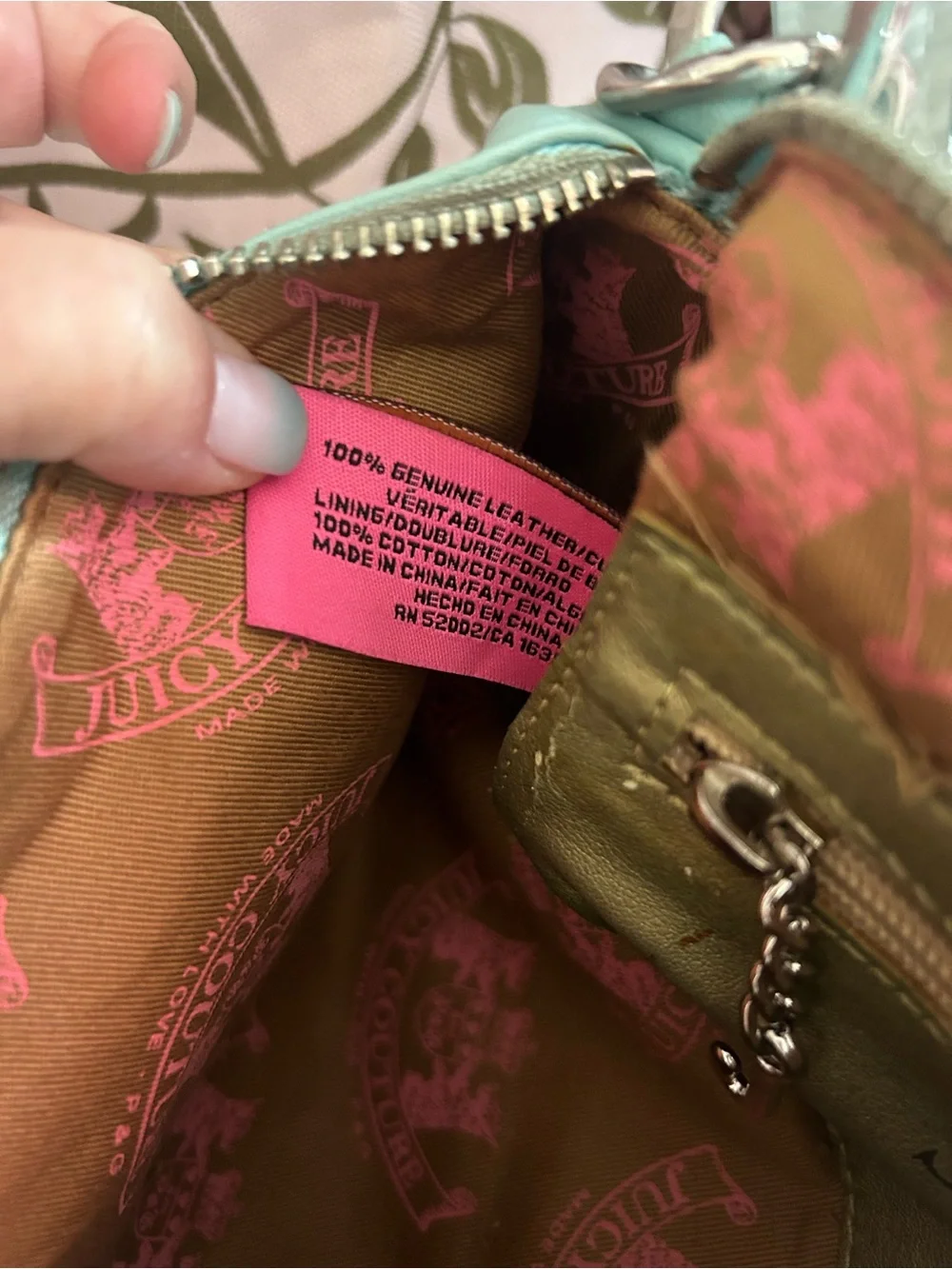Rare Y2K P&G 2005 Juicy Couture Light Blue Leather Barrel Bag